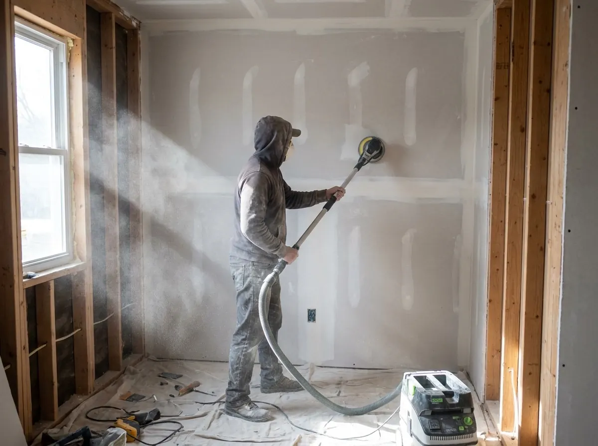 Dust-controlled pole sanding