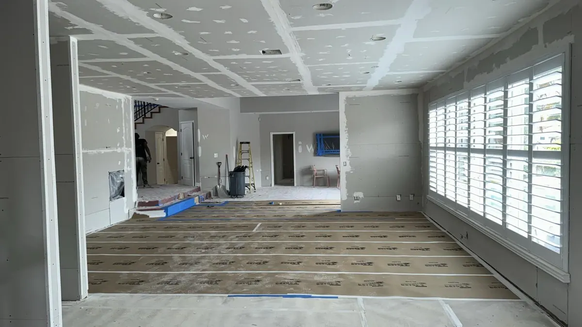 Ceiling seams taped and mudded